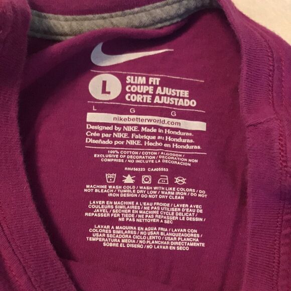 NIKE Slim Fit Purple T-Shirt - Size Large - Picture 5 of 6